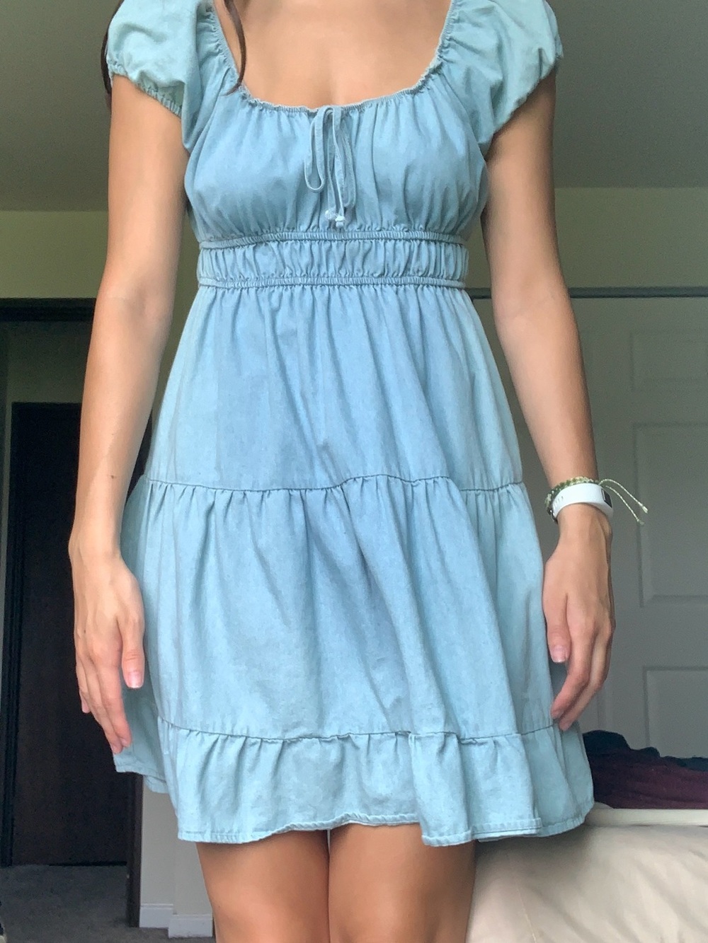 Light Blue Babydoll Tiered Mini Dress